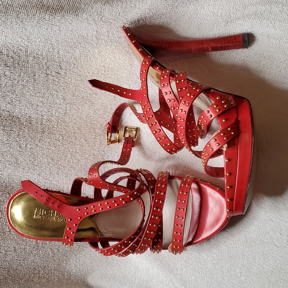 Beautiful Strappy Red and Gold Michael Kors Heels